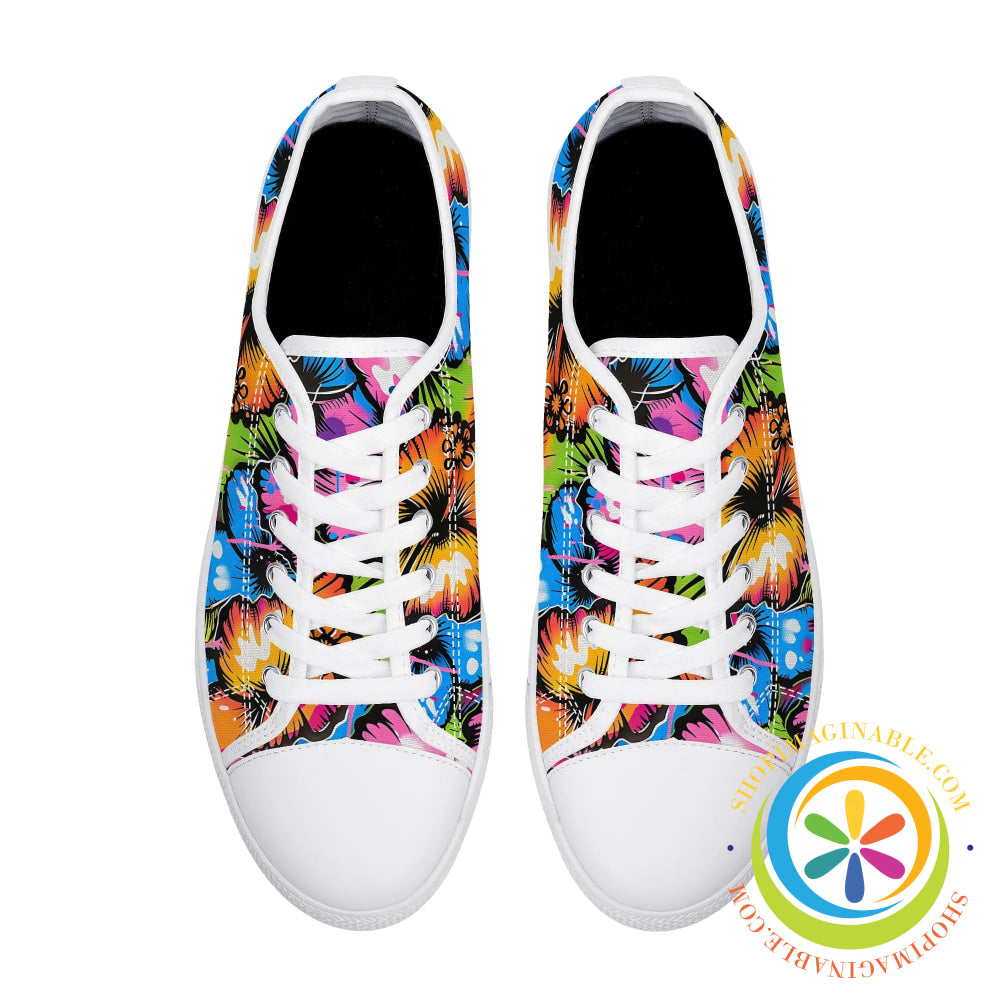 Everythings Hibiscus Bright Ladies Low Top Canvas Shoes