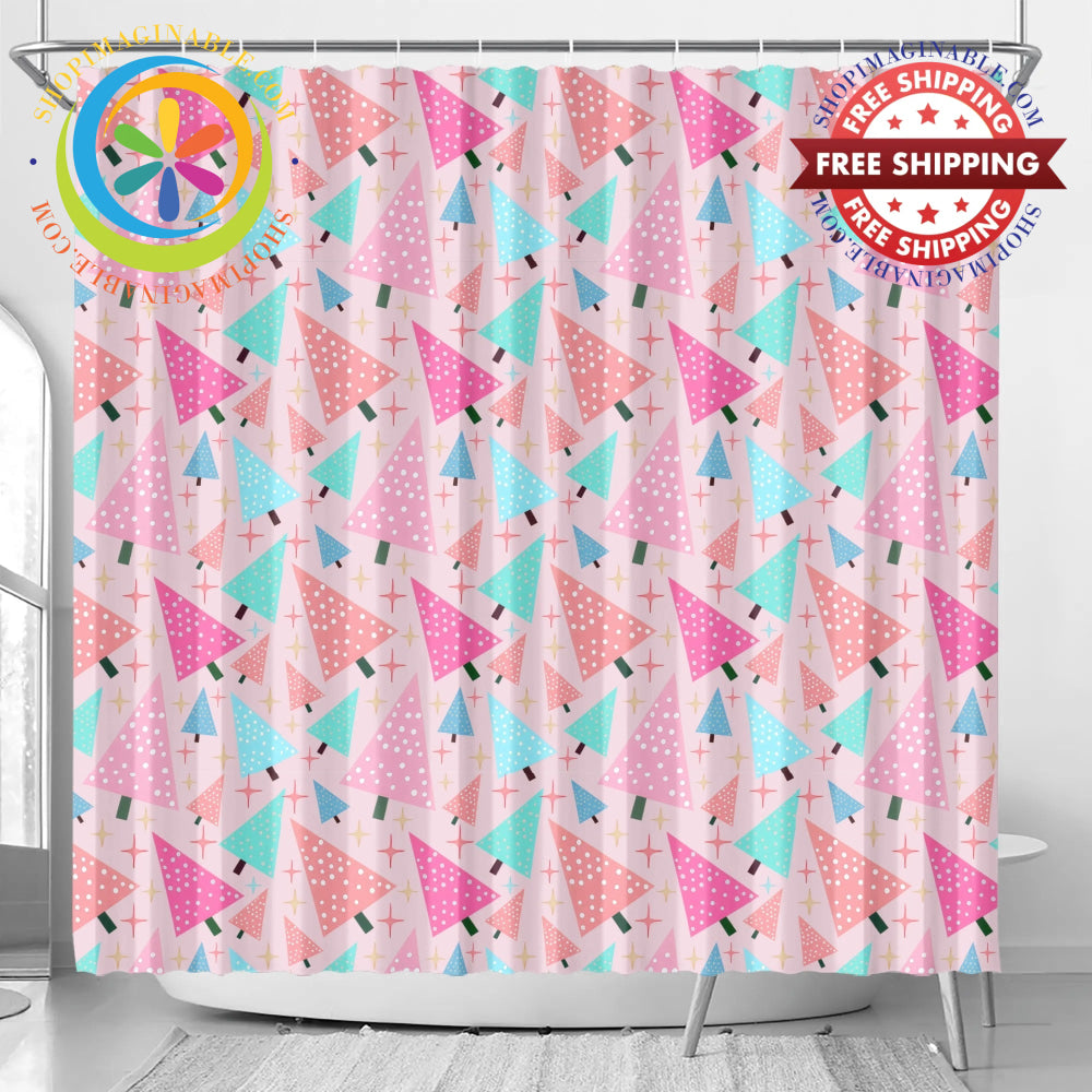 Festive Trees Holiday Shower Curtain