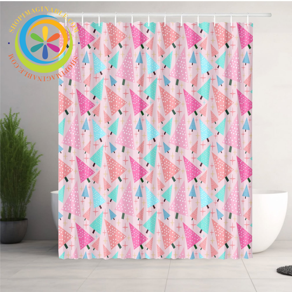 Festive Trees Holiday Shower Curtain
