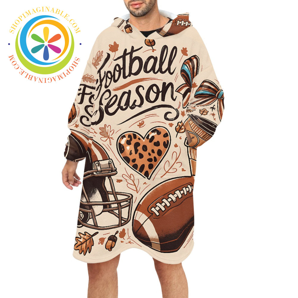 Football Season Blanket Hoodie white / ONESIZE