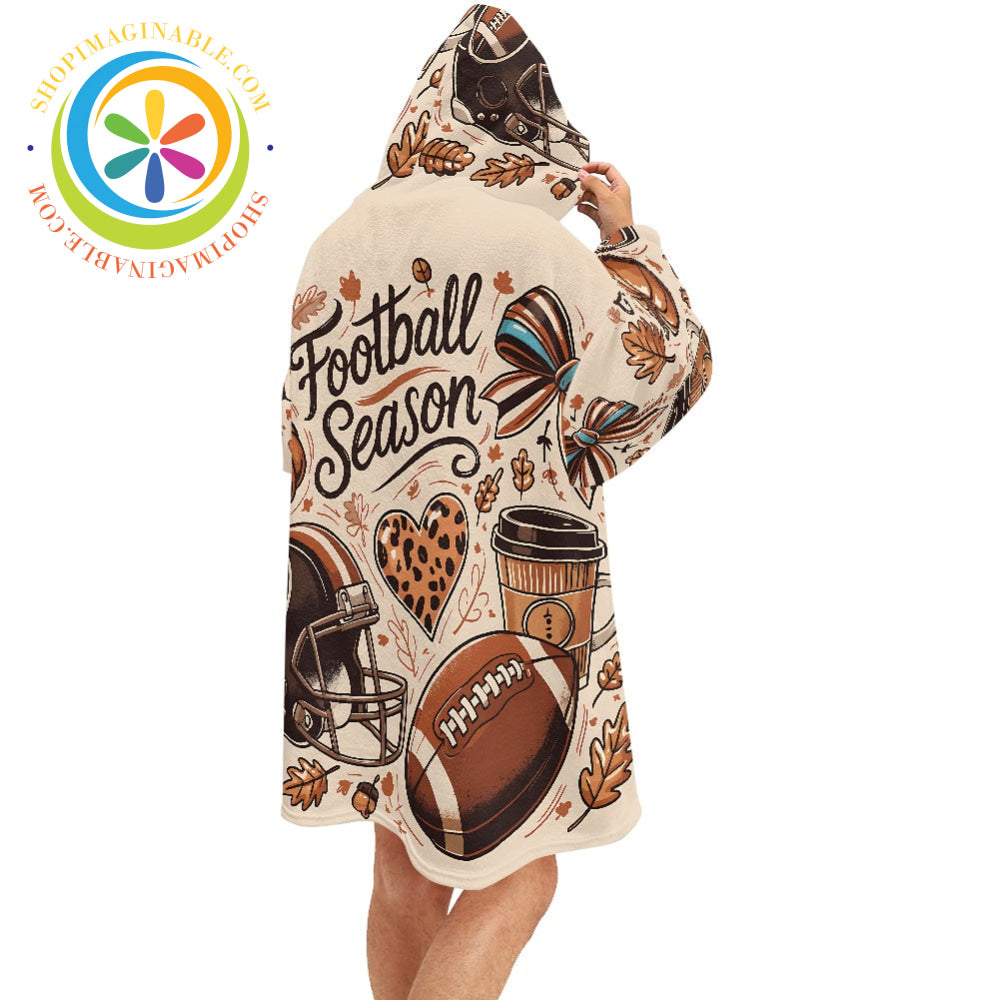 Football Season Blanket Hoodie white / ONESIZE