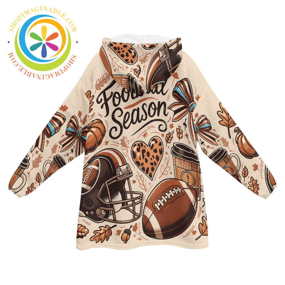 Football Season Blanket Hoodie white / ONESIZE