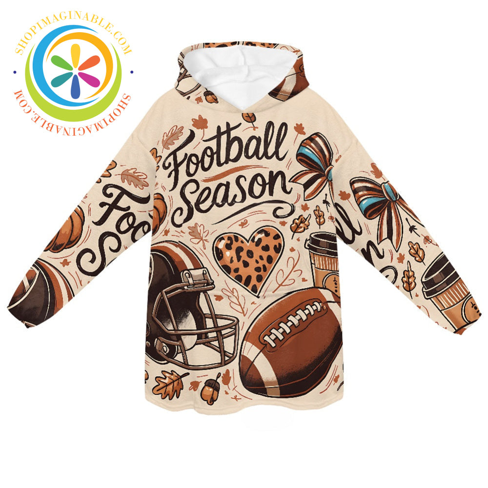 Football Season Blanket Hoodie white / ONESIZE