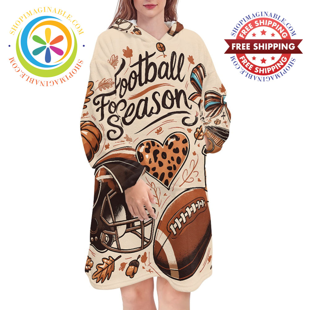 Football Season Blanket Hoodie white / ONESIZE