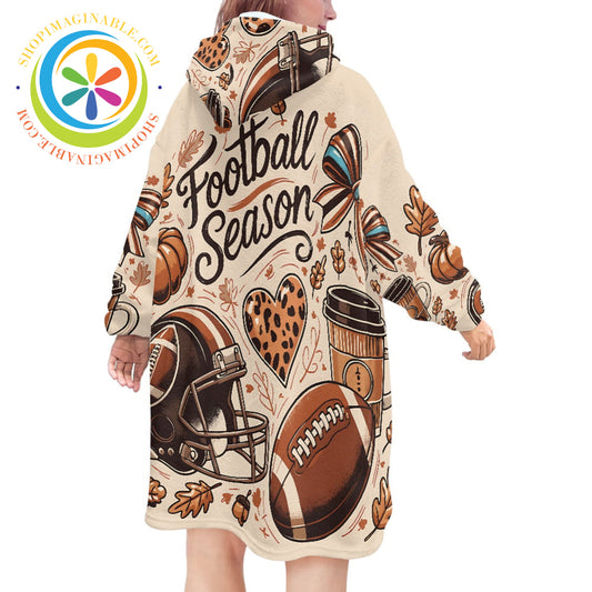 Football Season Blanket Hoodie white / ONESIZE
