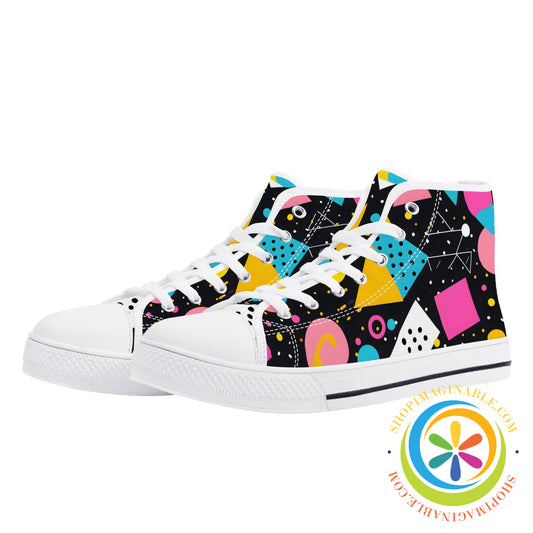 Funky Abstract Pop Ladies High Top Canvas Shoes Us12 (Eu44)