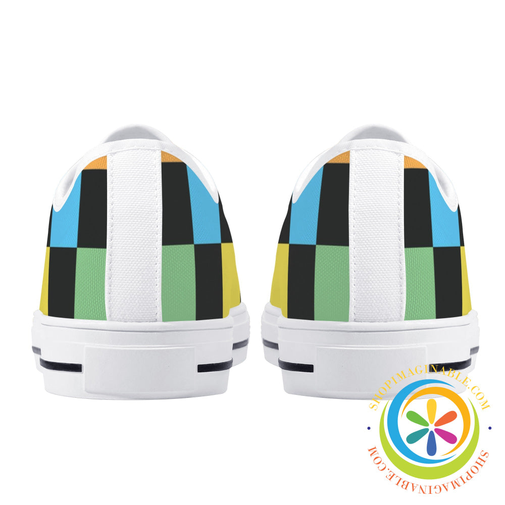 Funky Checkered Ladies Low Top Canvas Shoes