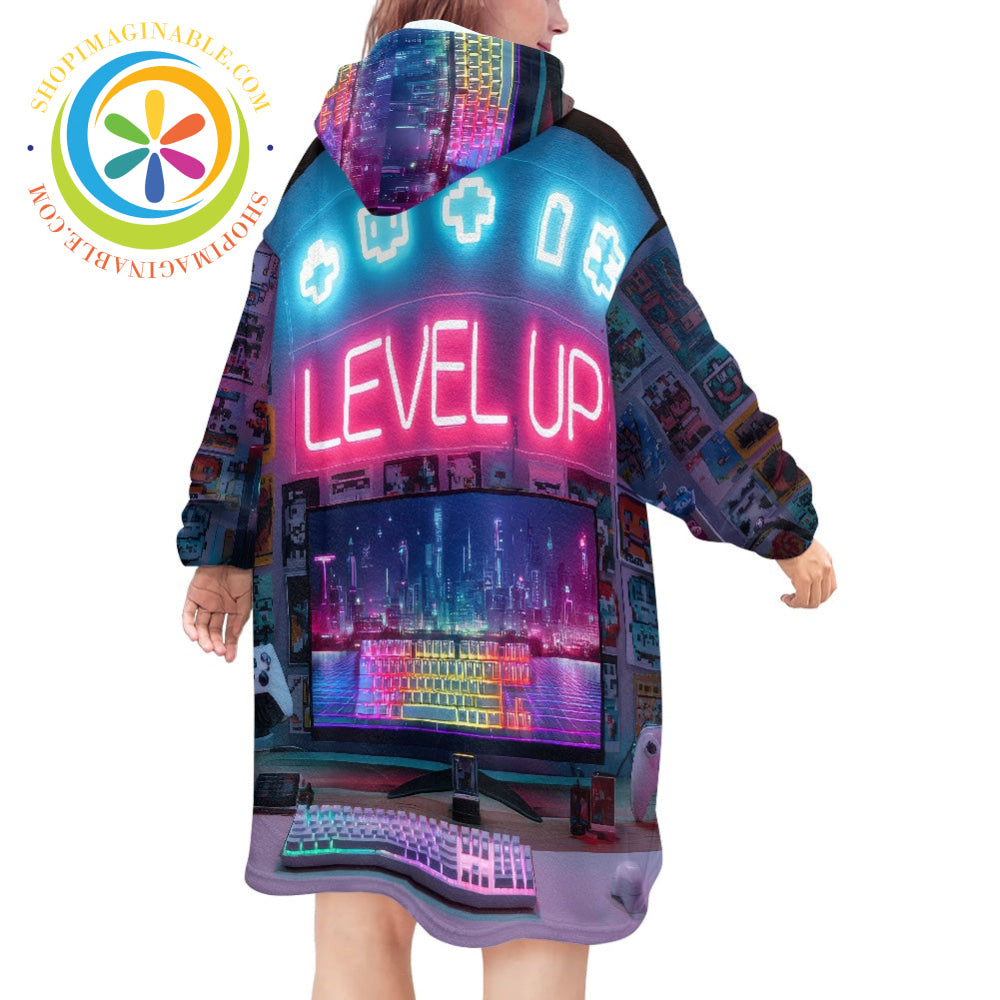 Gamer Level Up -Blanket Hoodie white / ONESIZE