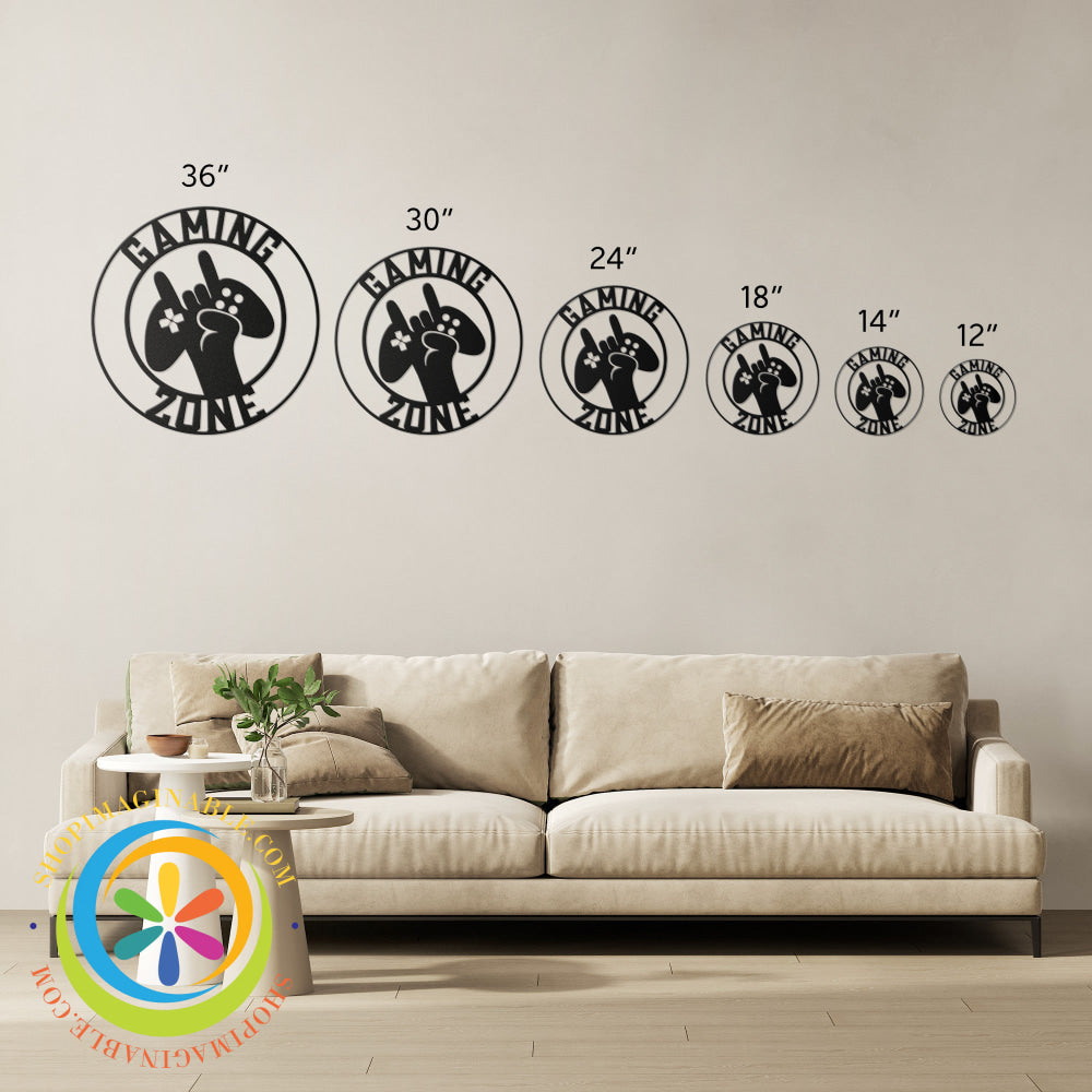 Gaming Zone Metal Wall Decor Black / 12 Inch Art