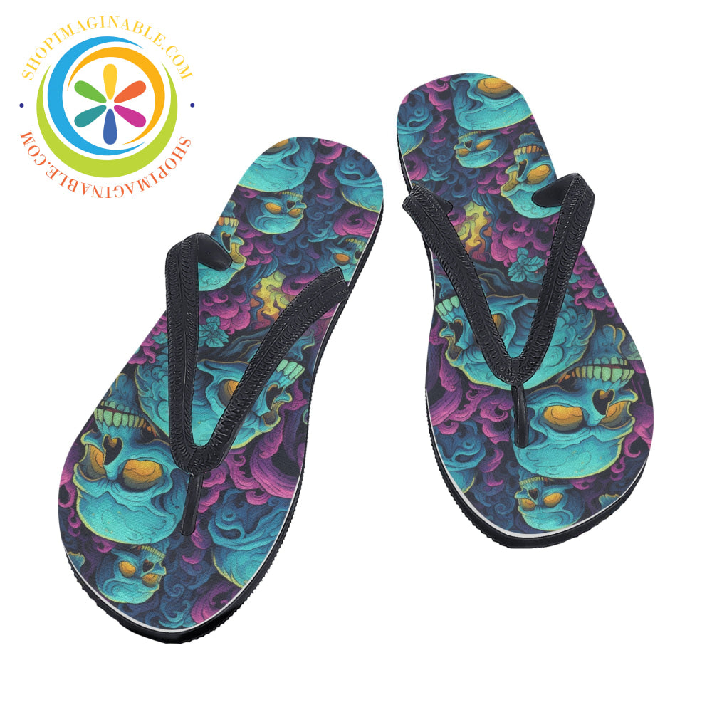 Gothic Skull Melody Men's & Ladies Flip-Flops-ShopImaginable.com