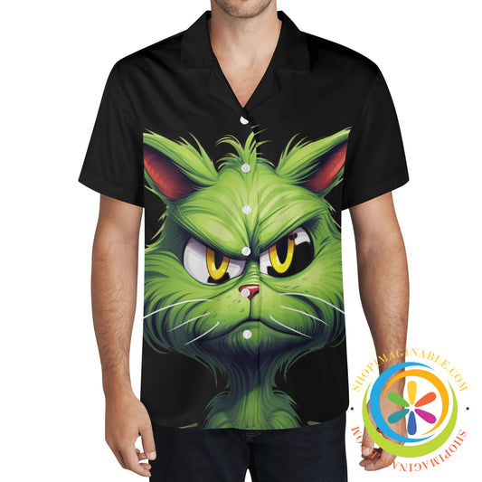 Grinchy Cat Christmas Hawaiian Casual Shirt Hawaiian