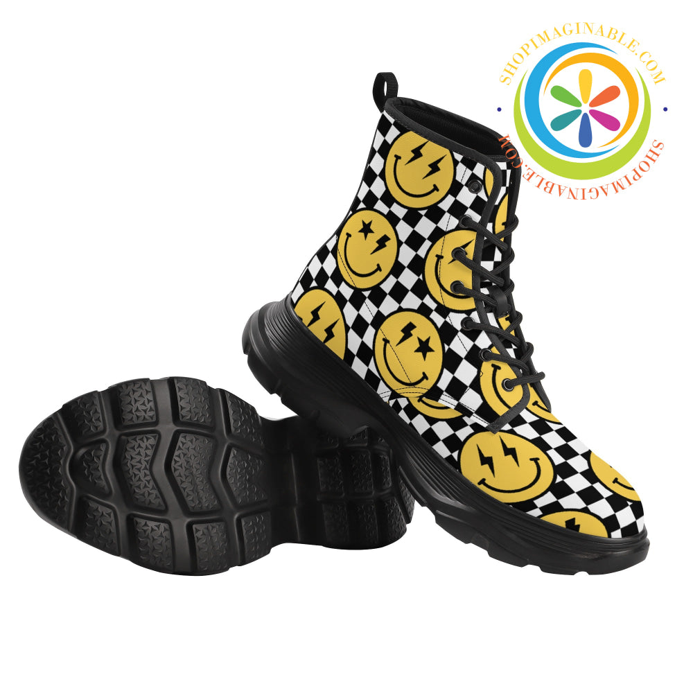Groovy Happy Face Chunky Boots