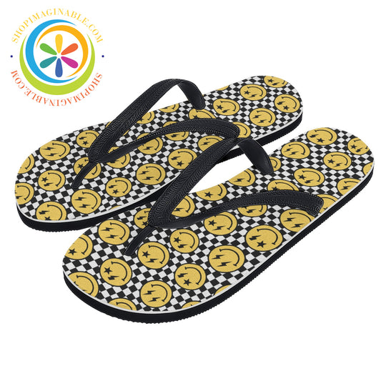 Groovy Happy Faces Mens & Ladies Flip-Flops Small (Us 5-6 /Eu 35-37) / 2