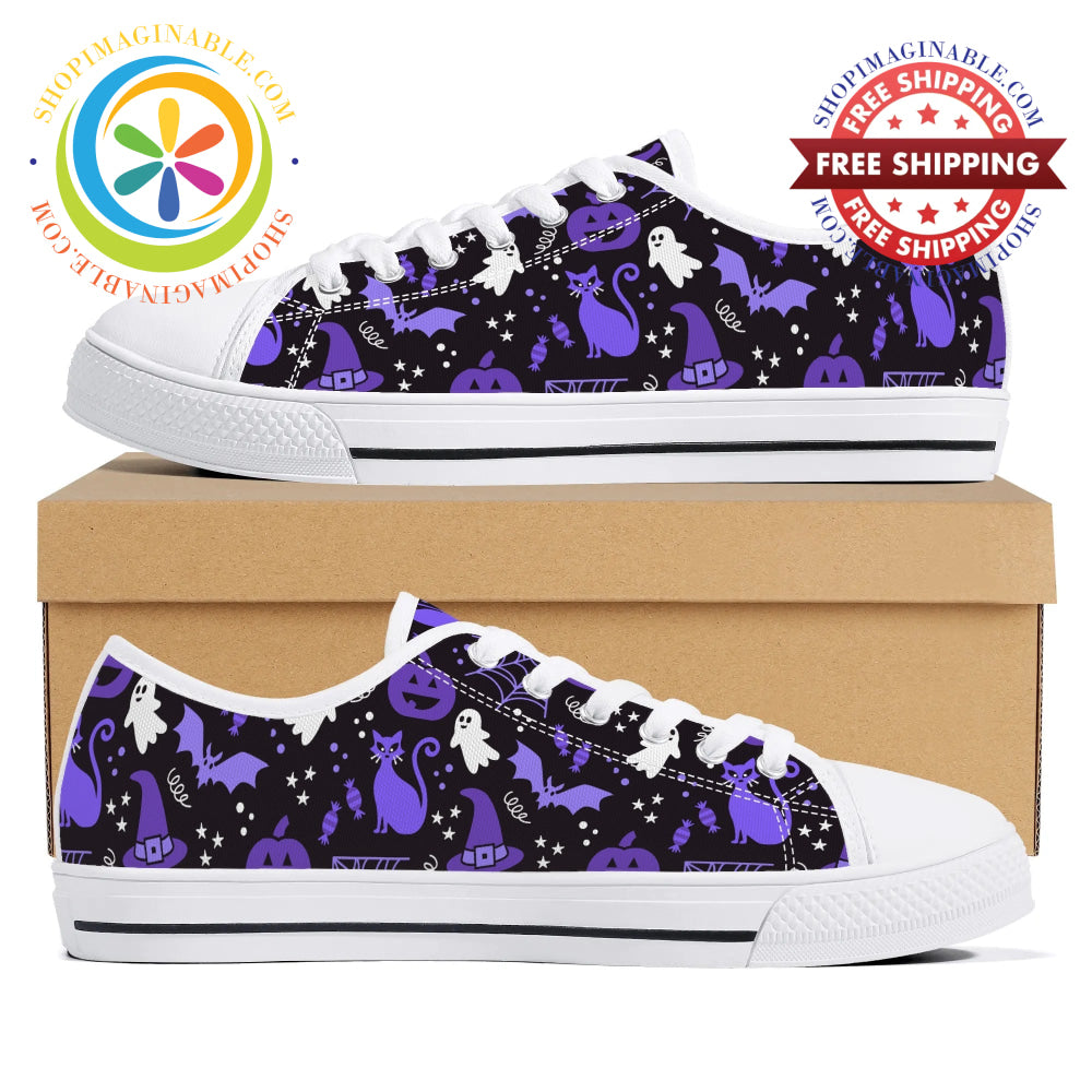 Halloween Party Ladies Low Top Canvas Shoes White / Us12 (Eu44)