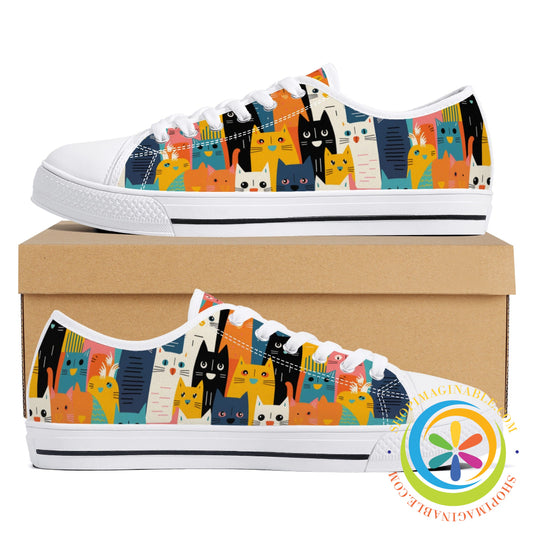 Happy Cat Lady Ladies Low Top Canvas Shoes