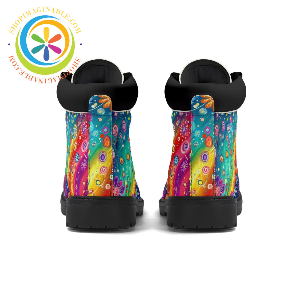 Happy Flower Rainbow Ladies Boots
