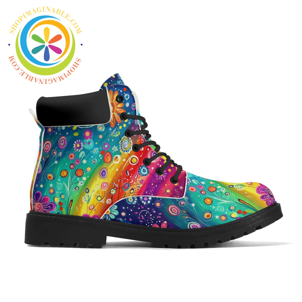 Happy Flower Rainbow Ladies Boots