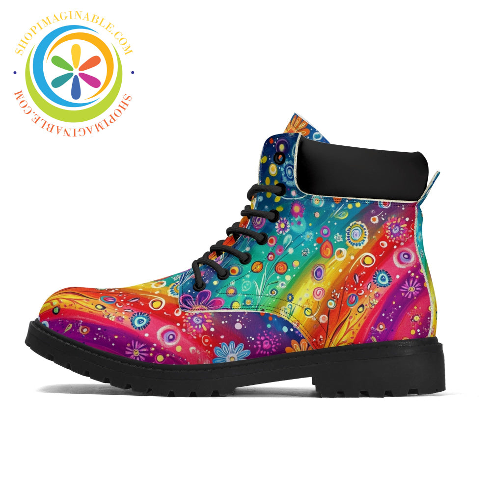 Happy Flower Rainbow Ladies Boots