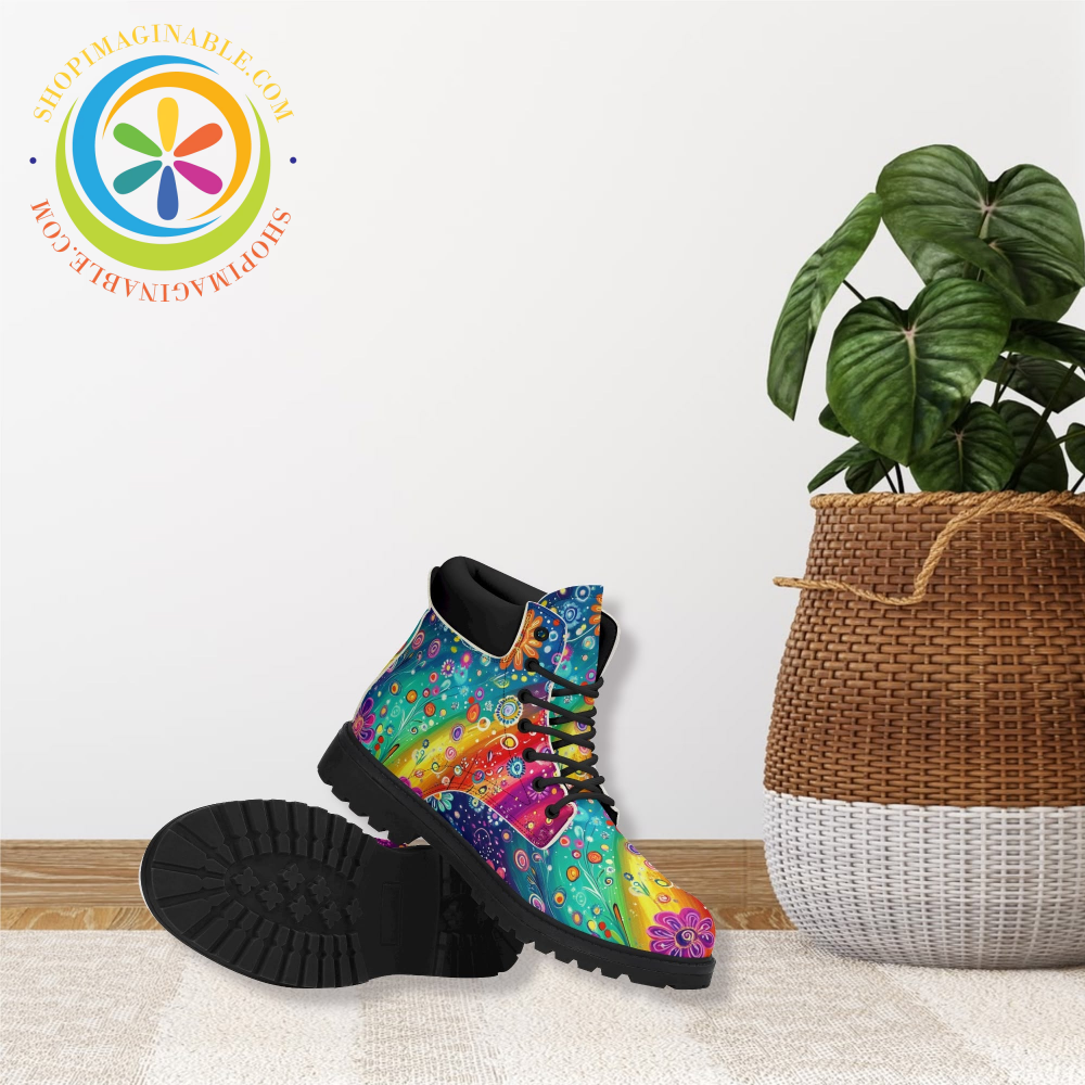 Happy Flower Rainbow Ladies Boots