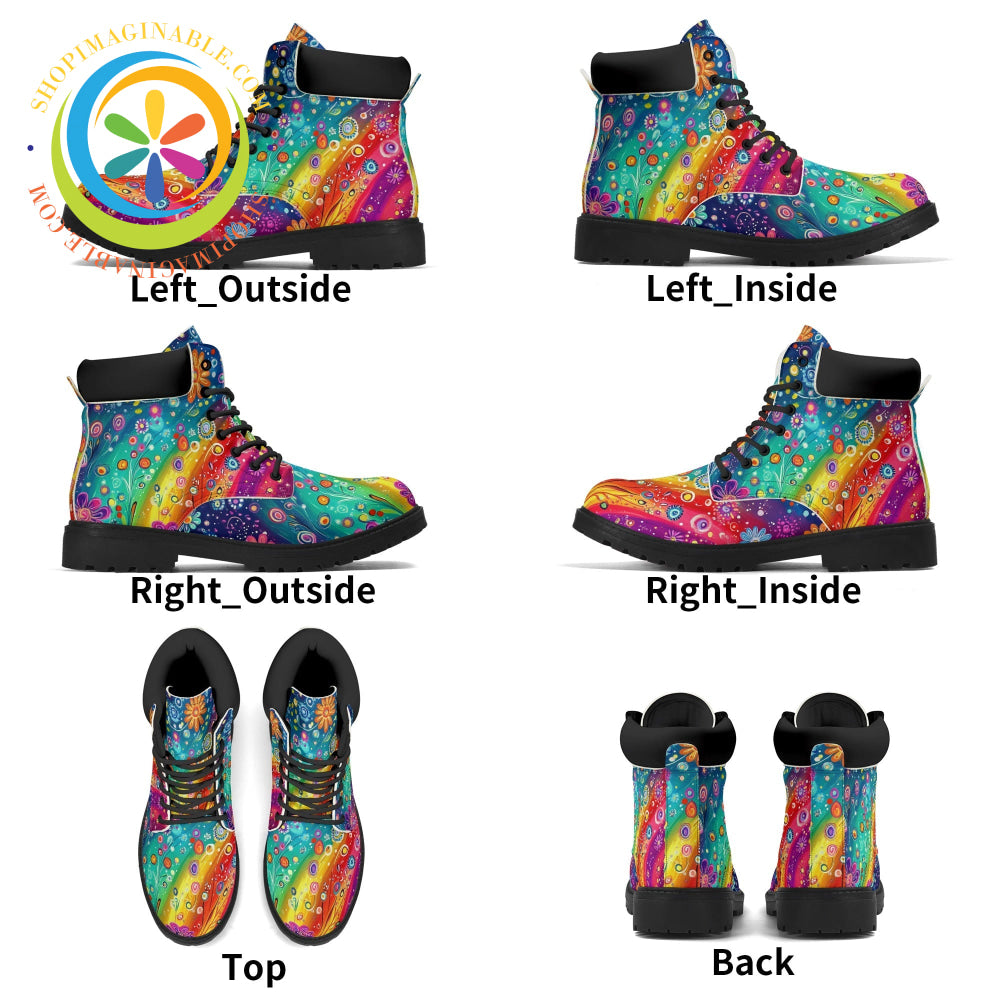 Happy Flower Rainbow Ladies Boots