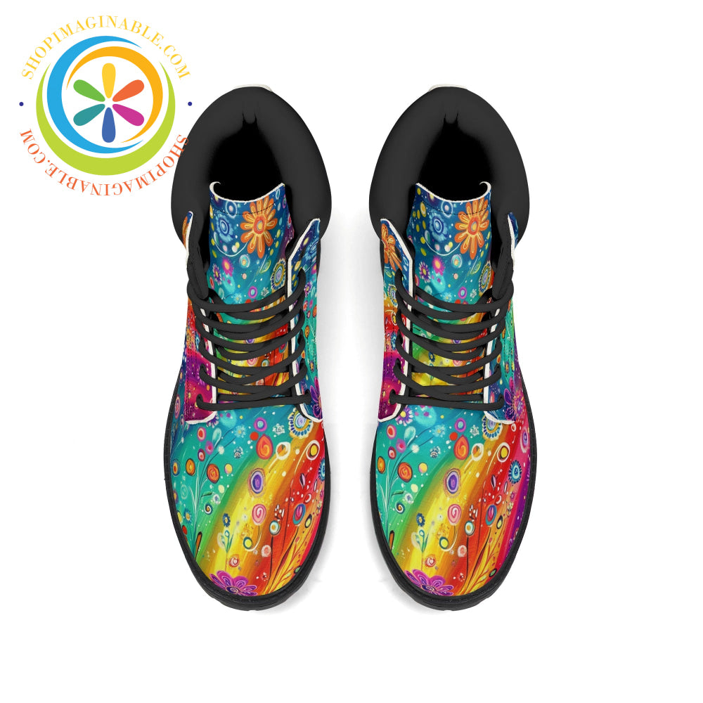 Happy Flower Rainbow Ladies Boots