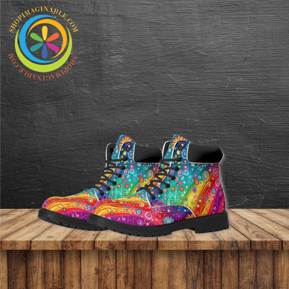 Happy Flower Rainbow Ladies Boots