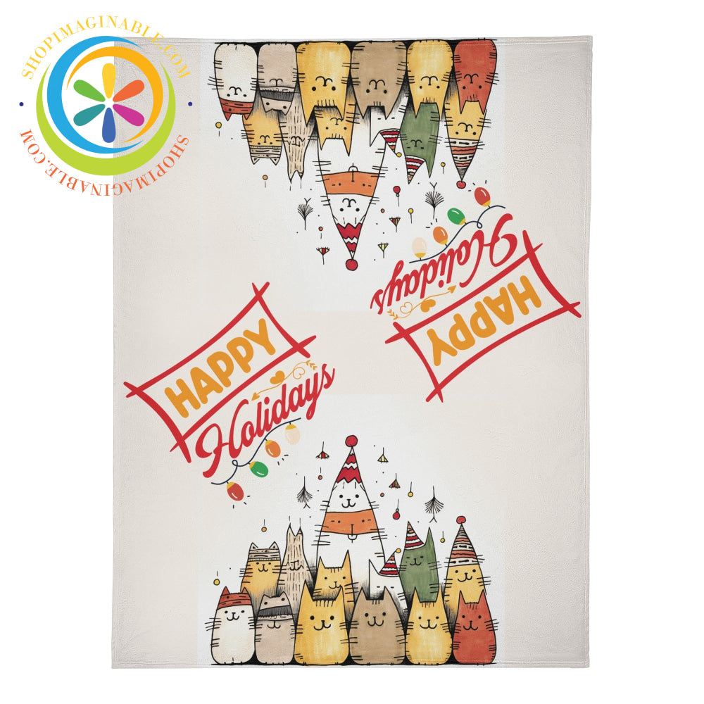 Happy Holiday Cats Soft Premium Fleece Blanket
