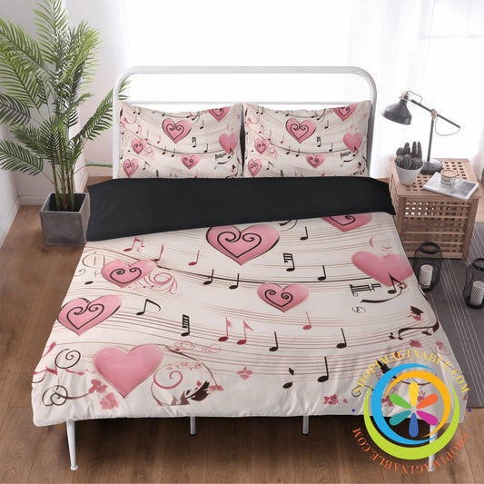 Heart Melody Floral Bedding Set 3 Pc Bedding
