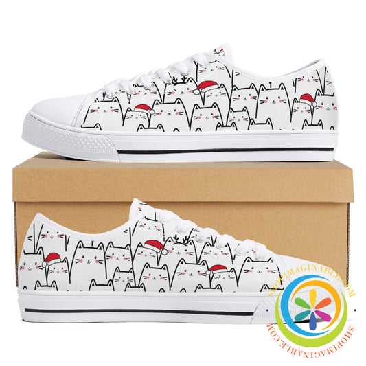 Holiday Cats Ladies Low Top Canvas Shoes