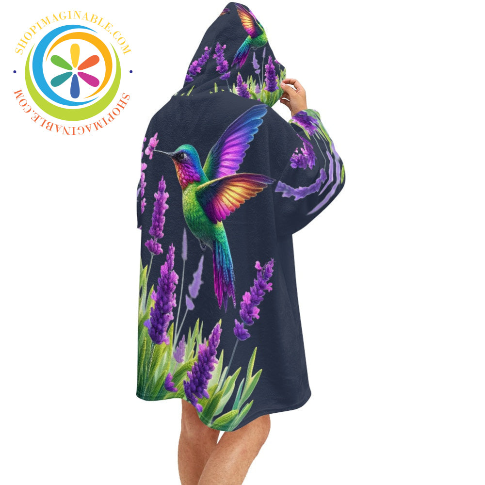 Hummingbirds Blanket Hoodie white / ONESIZE