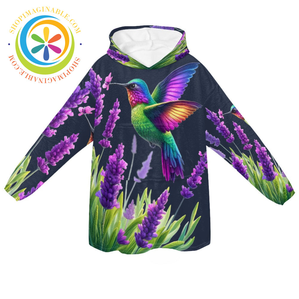 Hummingbirds Blanket Hoodie white / ONESIZE