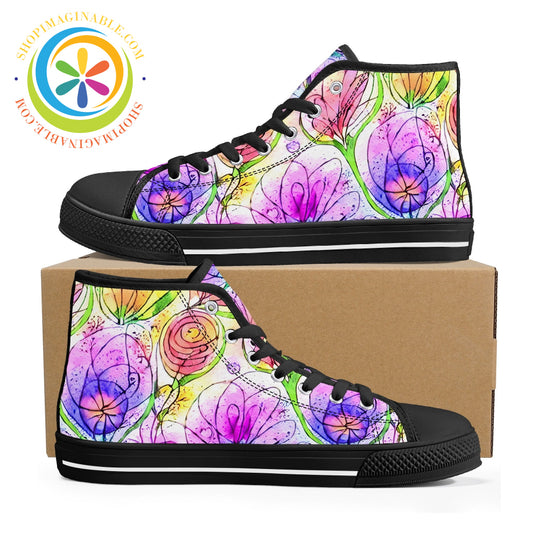 Impressionist Floral High Top Canvas Shoes