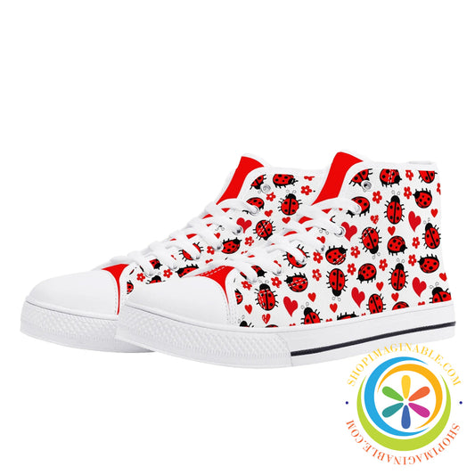 Ladybug Love Ladies High Top Canvas Shoes Us12 (Eu44)