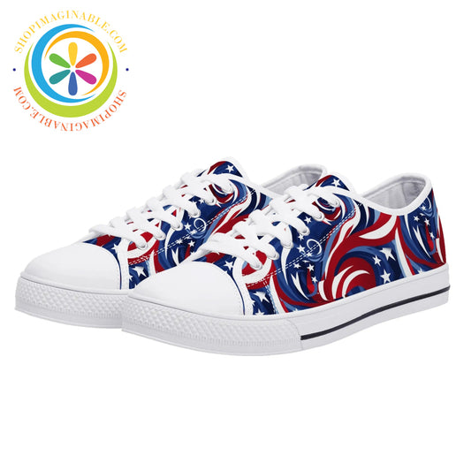 Let Freedom Ring! Ladies Low Top Canvas Shoes