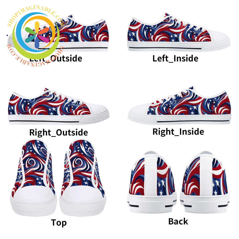 Let Freedom Ring! Ladies Low Top Canvas Shoes