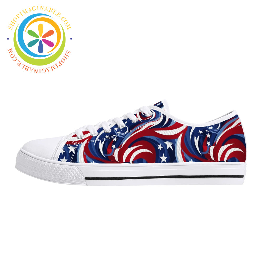 Let Freedom Ring! Ladies Low Top Canvas Shoes