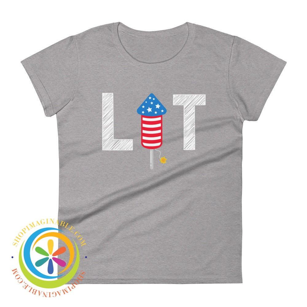 Lit Fireworks Fire Cracker July 4Th Usa Ladies T-Shirt Heather Grey / S T-Shirt