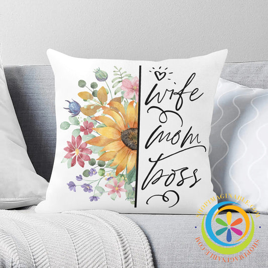 Mom Wife Boss Pillow Cover