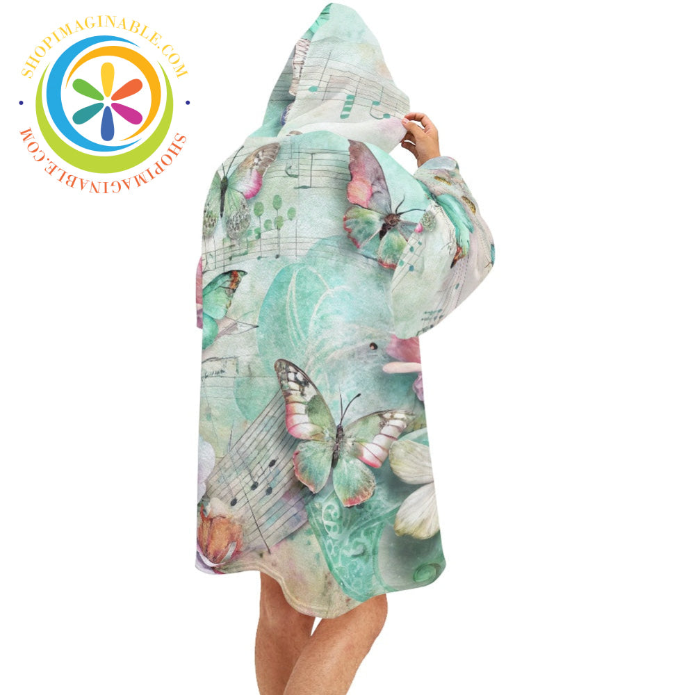 Musical Butterfly - Blanket Hoodie white / ONESIZE