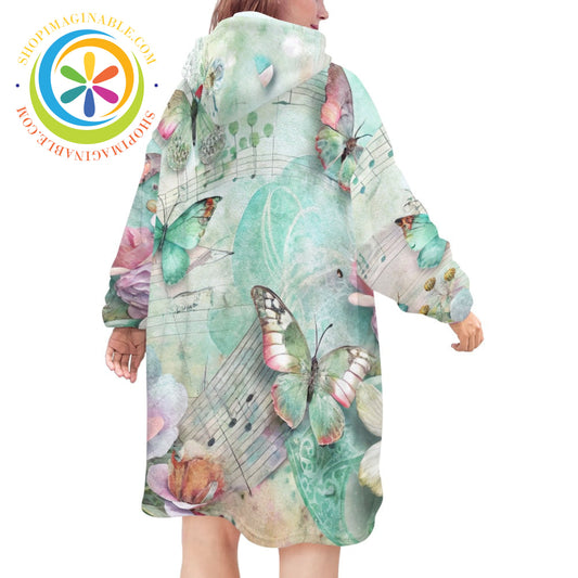 Musical Butterfly - Blanket Hoodie white / ONESIZE