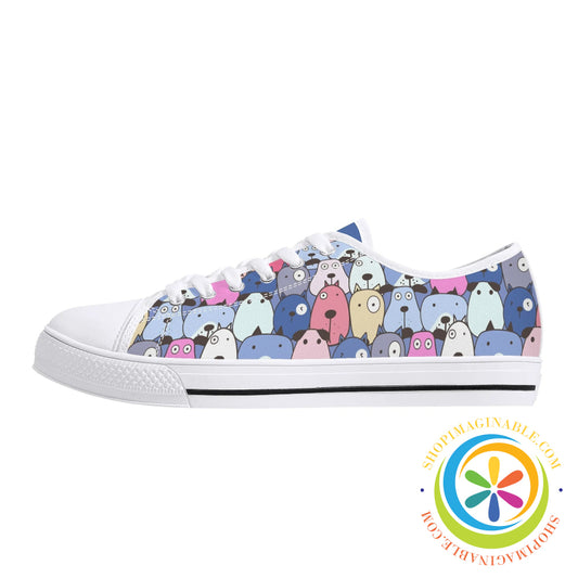 My Dog Walking Ladies Low Top Canvas Shoes