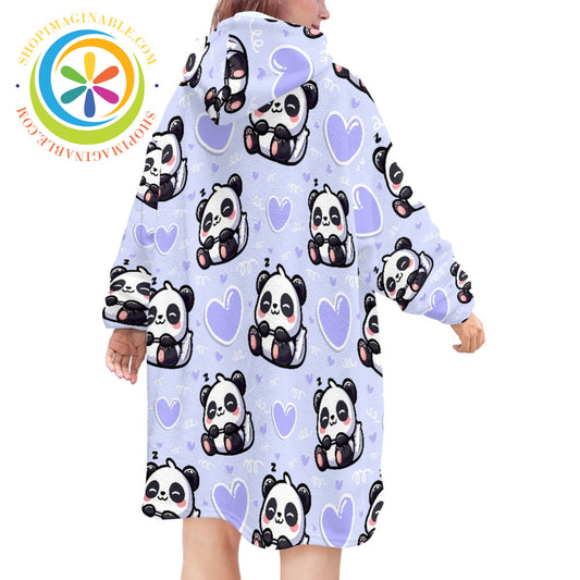 Panda Slumber - Blanket Hoodie white / ONESIZE