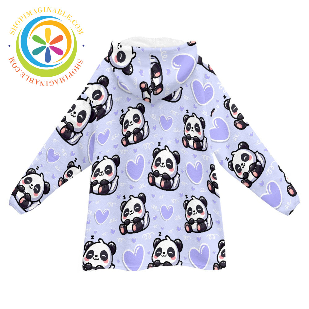 Panda Slumber - Blanket Hoodie white / ONESIZE
