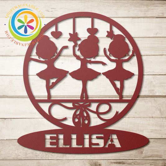Personalized Ballerina Metal Art Décor Red / 12 Inch Wall