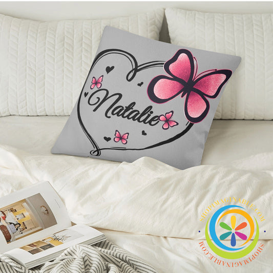 Personalized Butterfly Heart Pillow Cover Pillow Cover