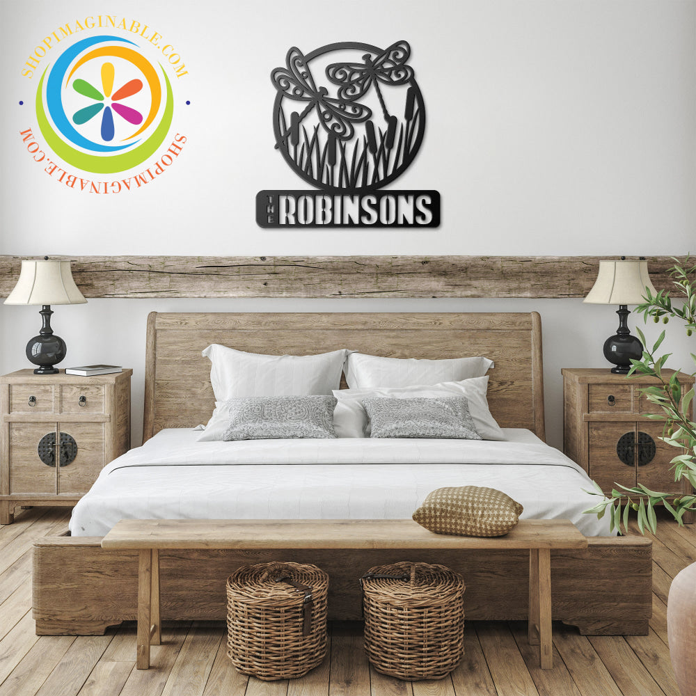 Personalized Dragonfly Metal Wall Art Black / 12 Inch