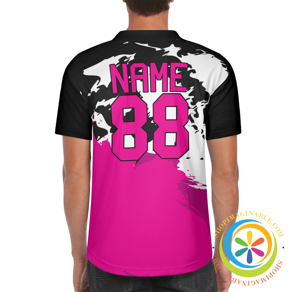 Pink & Black Splash Unisex Baseball Jersey