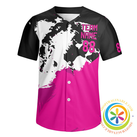 Pink & Black Splash Unisex Baseball Jersey
