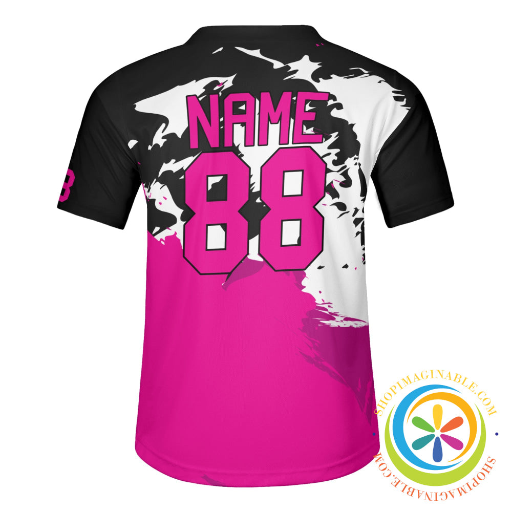 Pink & Black Splash Unisex Baseball Jersey