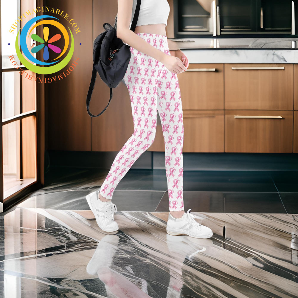 Pink Cancer Awareness Leggings Yoga Pants Athleisure